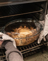 Large oval glass casserole dish
