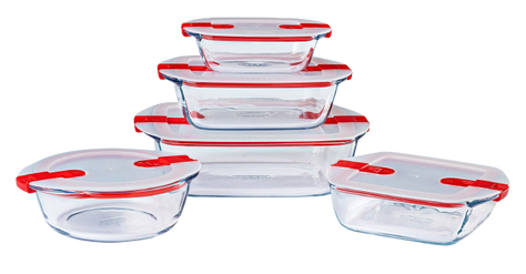 Cook&Heat Lot de boites de conservation en verre avec Lid à valves vapeur