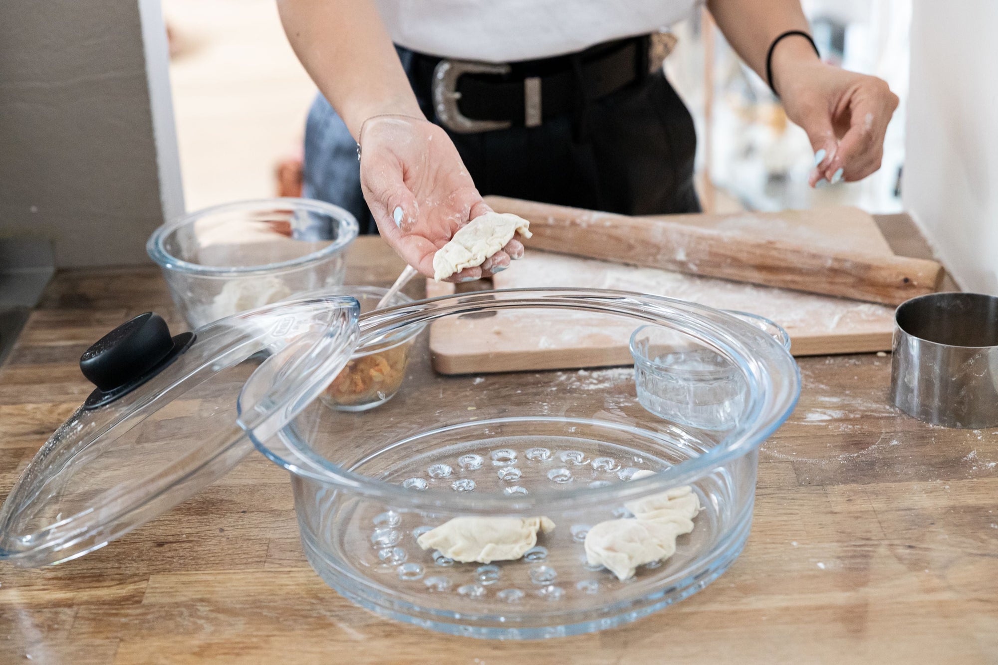 Steam cooking - Steamer basket and glass lid