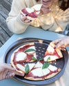 Metal pizza tray with easy grip - different sizes & shapes - asimetriA