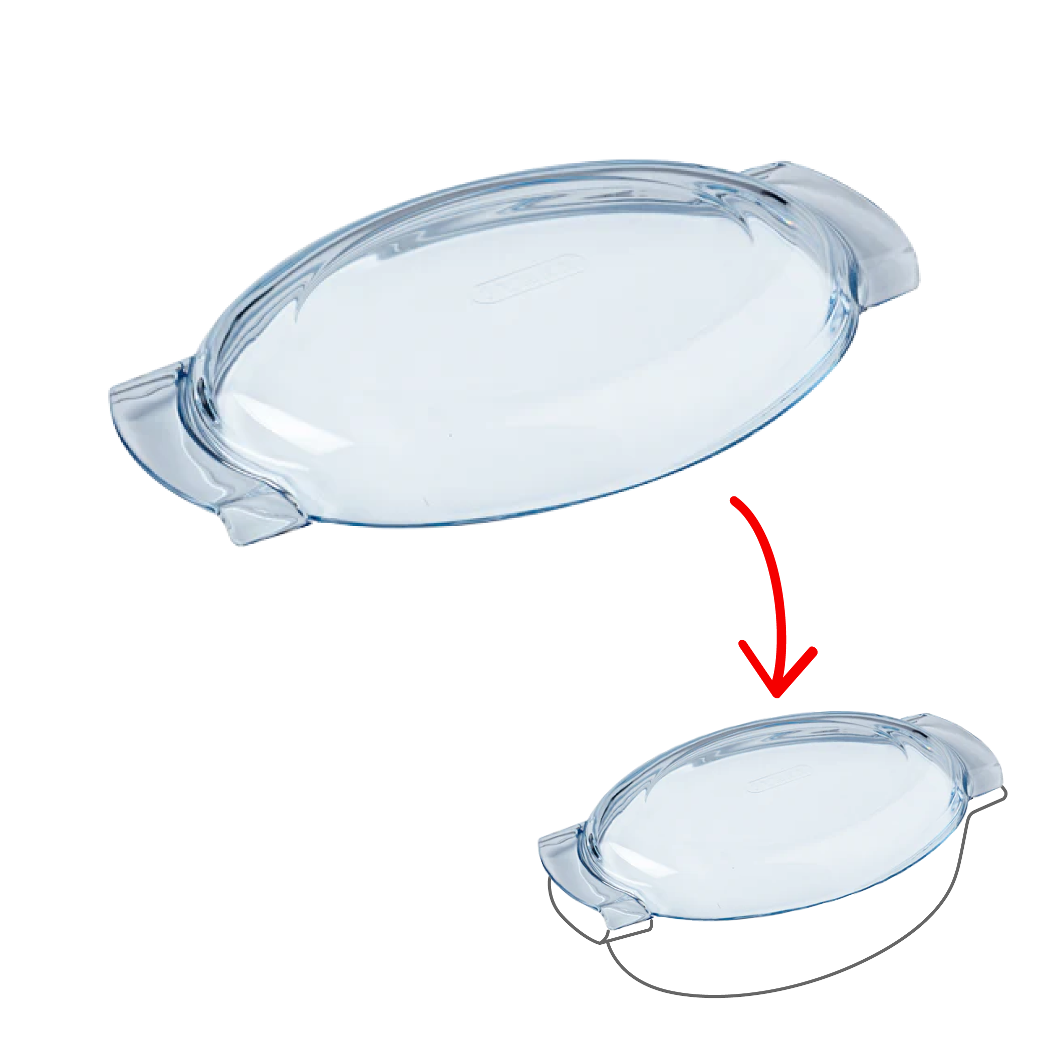 Lid spare part -  oval glass casserole