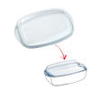 Replacement lid for rectangular glass casserole dish.