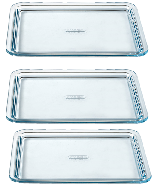 Mini multi-purpose glass cooking plate 24 x 19 cm - unit and set