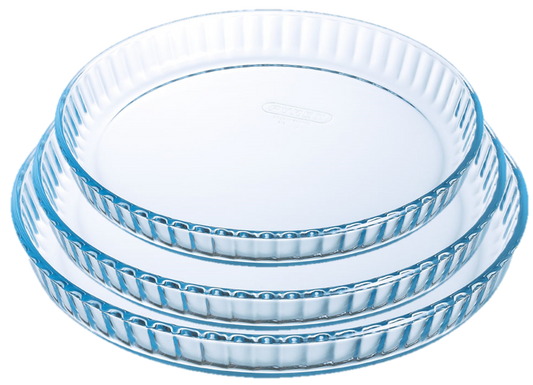 Set of 3 glass tart tins – 25 cm, 28 cm and 31 cm