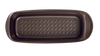Non-stick metal cake tin with large handles for easy grip, viewed from above.