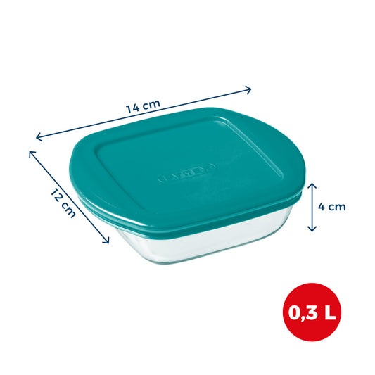 Cook & Store - Square glass dish with duck blue lid - compatible air fryer