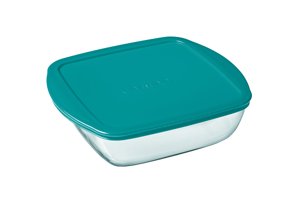 Cook & Store - Square glass dish with duck blue lid - Cook & Store