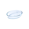 Oval glass baking dish.