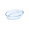 Oval glass baking dish.