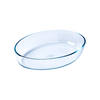 Oval glass baking dish.