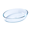 Oval glass baking dish.