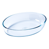 Oval glass baking dish.