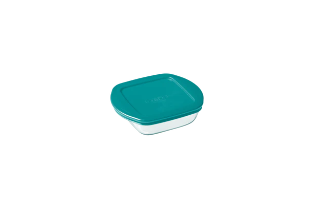 Cook & Store - Square glass dish with duck blue lid - compatible air fryer