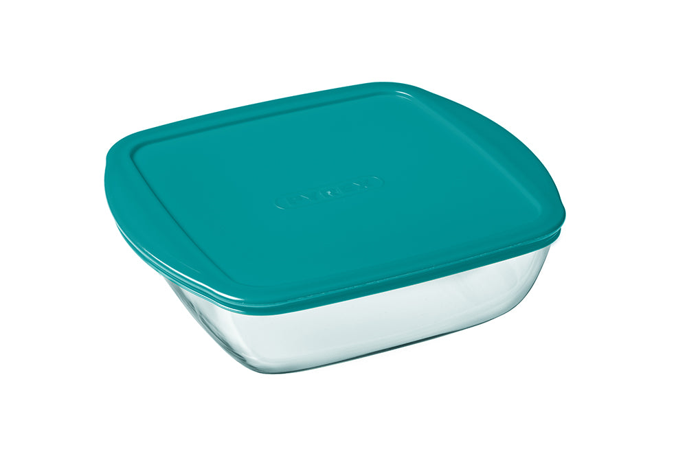 Cook & Store - Square glass dish with duck blue lid - Cook & Store