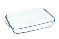 Set of 2 rectangular glass lasagna roasters (35 x 23 cm, 40 x 27 cm)