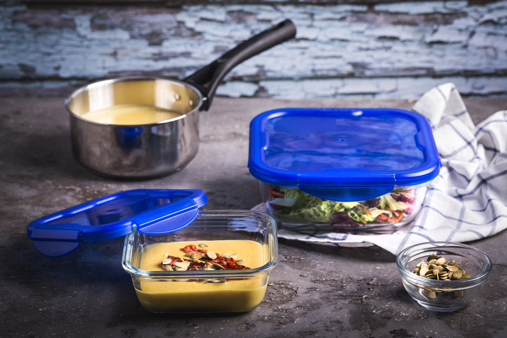 Square glass dish with waterproof lid - Cook & Go