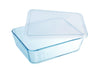 Set of 3 rectangular glass storage food containers with plastic lid - BPA free