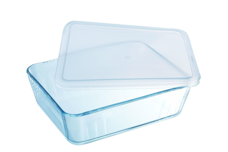 Set of 3 rectangular glass storage food containers with plastic lid - BPA free