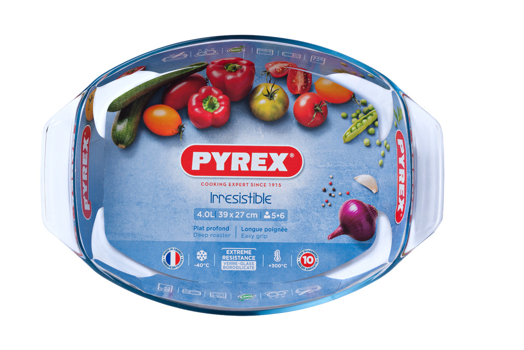 Oval glass baking dish with large handles