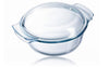 Multi-purpose round glass casserole dish - 4 IN 1 range