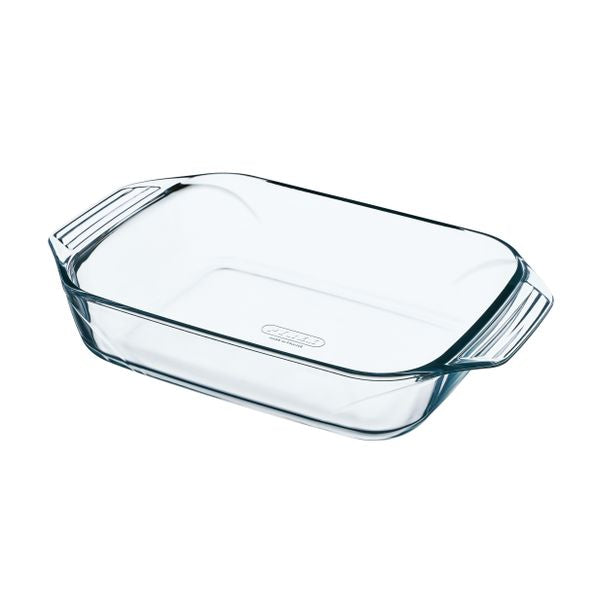 Set of 3 rectangular glass oven dishes with easy grip