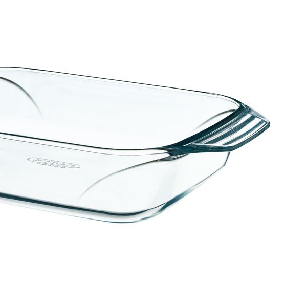 Set of 3 rectangular glass oven dishes with easy grip