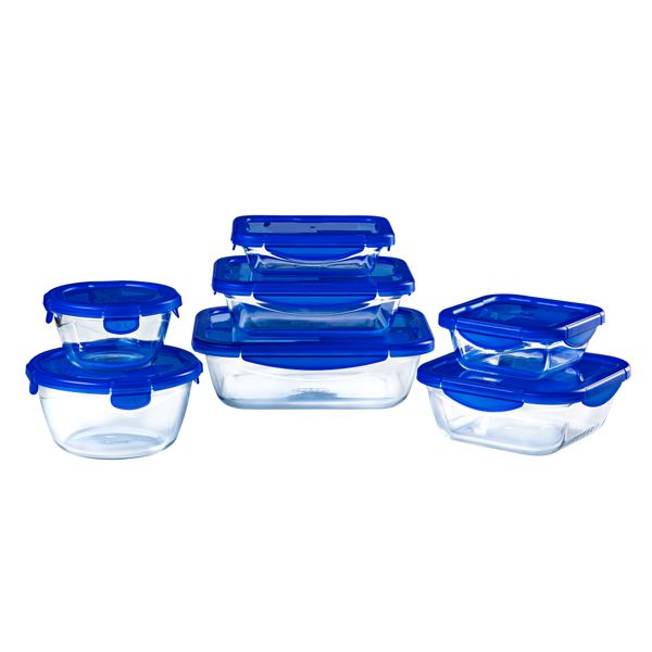 Cook & Go - Set of 7 glass storage dishes with leak-proof lid