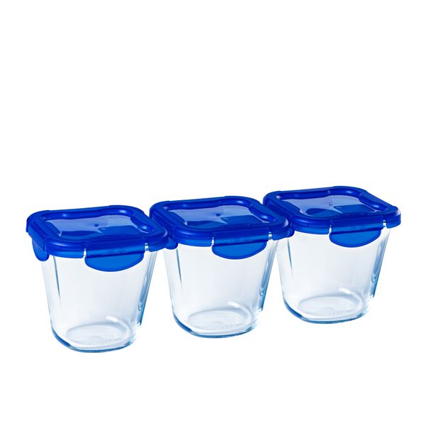 Set of 3 glass lunchbox containers / pasta box with airtight and leakproof lid - BPA free