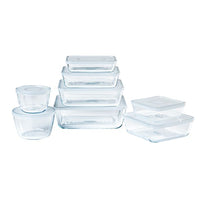 Set of 8 glass food storage dishes with plastic lid - BPA FREE