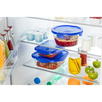 Set of 3 round glass lunchbox containers with airtight and leakproof lid - 15x8 cm - BPA free