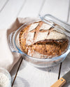 Multi-purpose round glass casserole dish - 4 IN 1 range