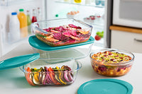 Set of 3 Cook & Store Glass Rectangular Dish with lid