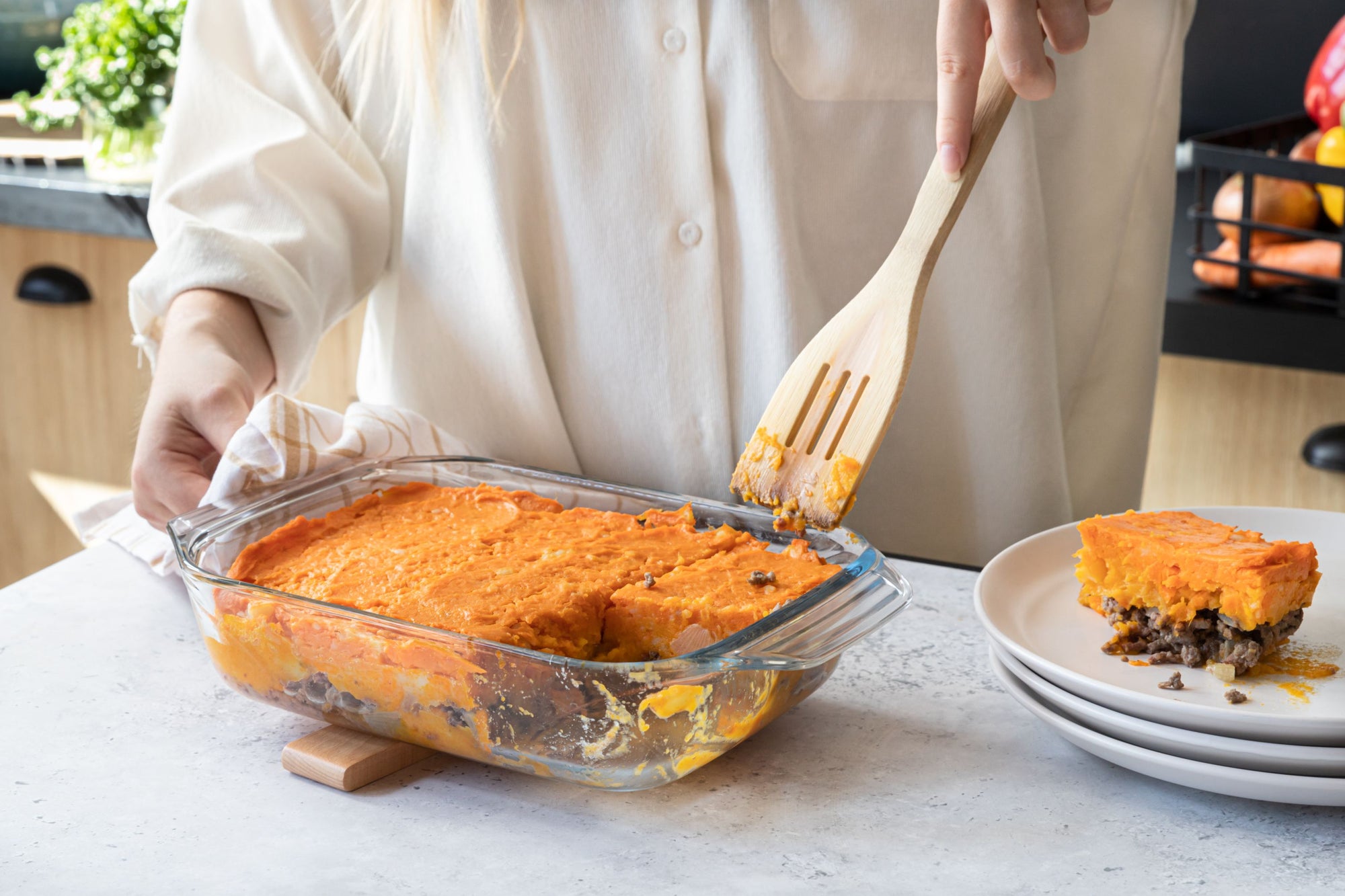 Set of 3 rectangular glass oven dishes with easy grip