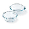 Set of 2 round glass casserole dishes