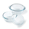 Set of 2 round glass casserole dishes