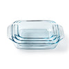 Set of 3 rectangular glass oven dishes with easy grip