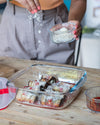 Square glass dish with steam valve lid - Cook & Heat