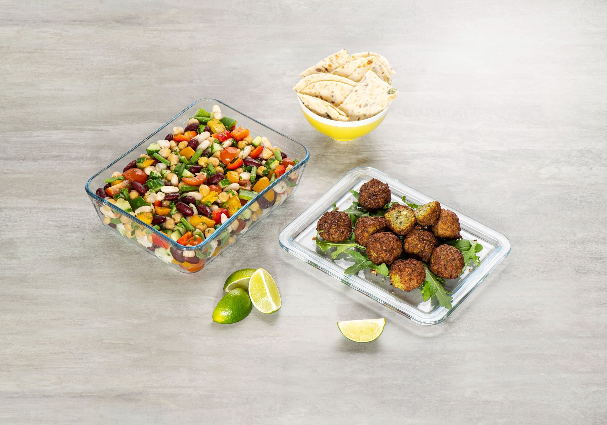 Zero Plastic - Set of 3 storage rectangular glass dish with glass lid
