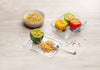 Zero Plastic - Set of 3 storage rectangular glass dish with glass lid