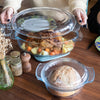 Multi-purpose round glass casserole dish - 4 IN 1 range
