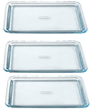 Set of 3 Small Glass Multipurpose cooking sheet High resistance 24 x 19 cm