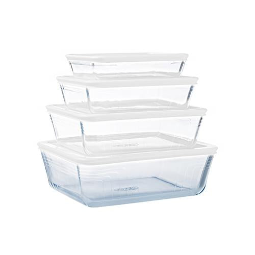 Set of 4 glass food containers with plastic lid - Pyrex® UK
