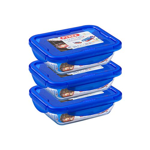 Cook & Go - Set of 3 Glass Lunch Boxes cm with airtight lid