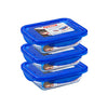 Set of 3 glass lunchbox containers with airtight and leakproof lid.
